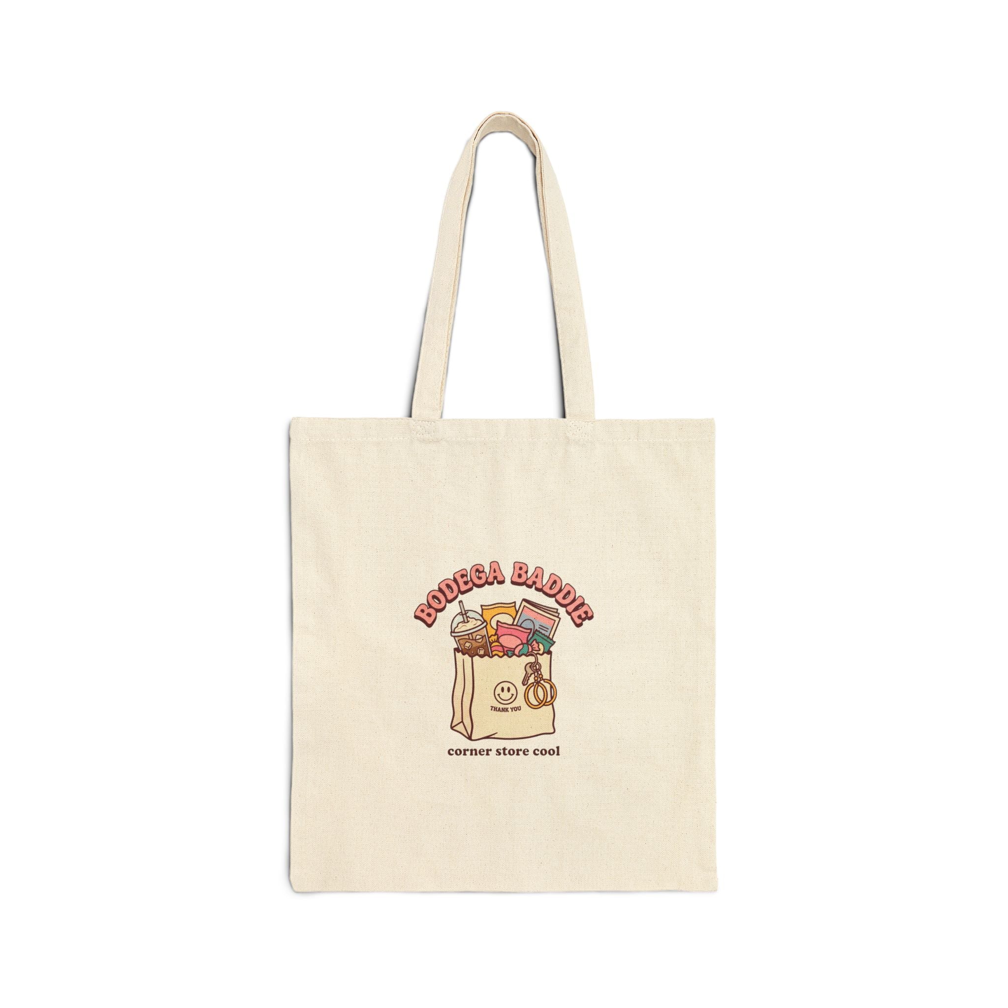 Bodega Baddie Tote, NYC Spanglish Y2K deli sign cherries canvas