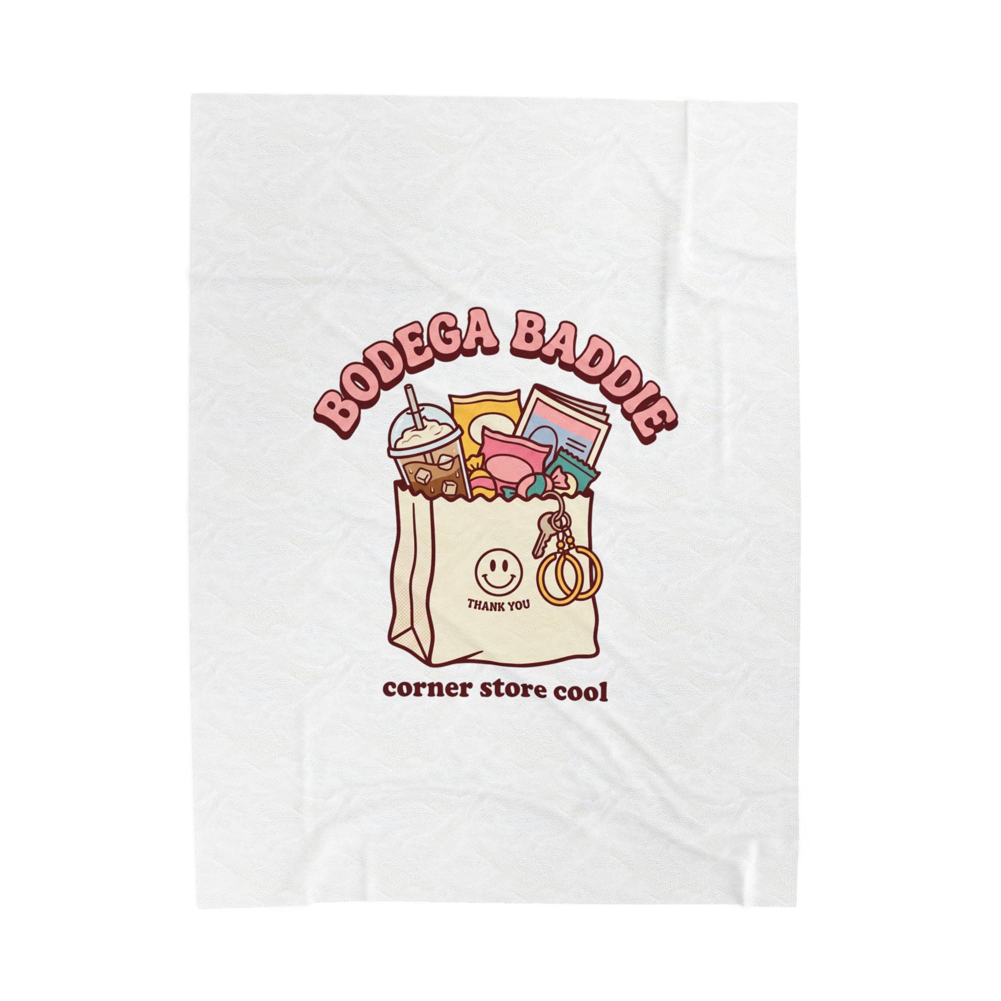 Bodega Baddie Velveteen Blanket | NYC corner store cool, Y2K cherries